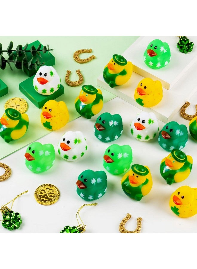 18Pcs St. Patrick’S Day Rubber Ducks 6 Styles Green Mini Rubber Ducks Shamrock Irish Day Fun Bath Toys For Kids St Patrick’S Day Accessories Party Favors Gifts