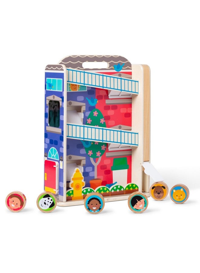 Go Tots Wooden Town House Tumble With 3 Disks Fsccertified Materials 16.75 X 11.75 X 5.5