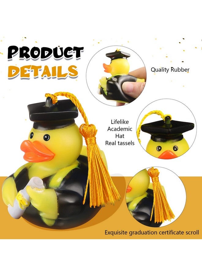 12 Pcs Graduation Diploma Rubber Ducks 2023 Grad Rubber Duck Graduation Duck Bulk Cake Topper For Student Bathtub Swimming Pool Theme Party Favors 2.5 X 2.5 X 2 Inch (Gold)