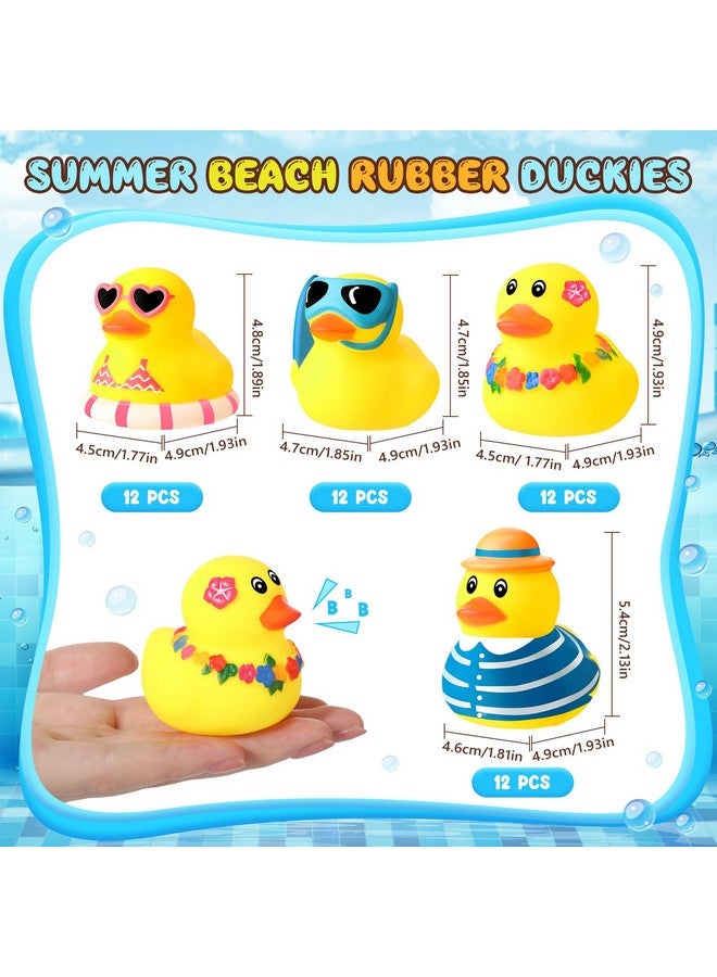 24 Pcs Summer Beach Rubber Duckies Bulk Mini Rubber Duck Bath Toys Float Bathtub Ducky Cute Squeaky Rubber Ducky For Classroom Carnival Summer Birthday Baby Shower Party Favor