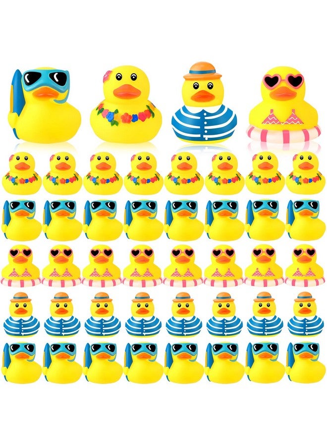 24 Pcs Summer Beach Rubber Duckies Bulk Mini Rubber Duck Bath Toys Float Bathtub Ducky Cute Squeaky Rubber Ducky For Classroom Carnival Summer Birthday Baby Shower Party Favor