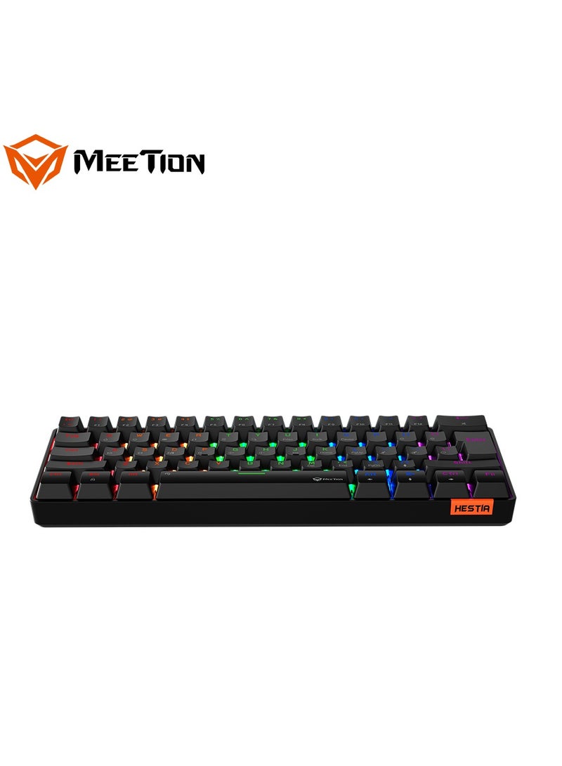 MEETION RGB Backlit Mini 61 Keys Wired 60% Mini Blue Switch Mechanical Full Anti-Ghosting Keys Best Gaming Keyboard Black MT-MK005