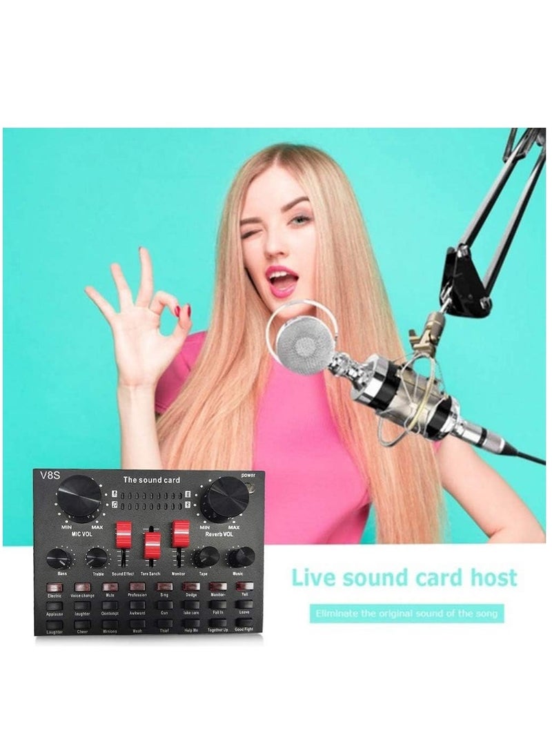 Lixada Multi-functional Live Sound Card BM800 Microphone Set Audio Recording Equipments (Black)