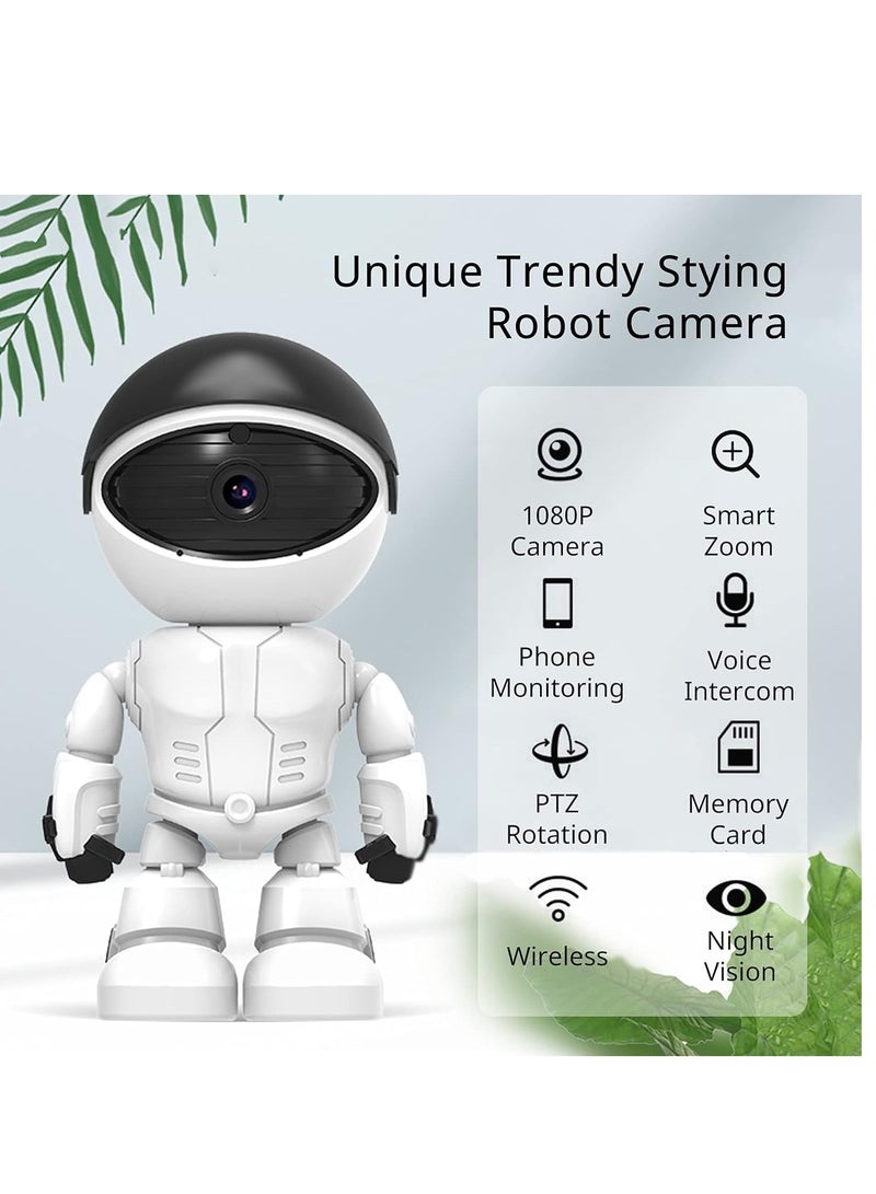 1080P Home Security Wireless Camera, Robot IP Camera WiFi Surveillance Camera Baby Monitor for Baby/Pet Support 360˚ View, 2 Audio, Motion Tracking, Yoosee App Remote Access, White