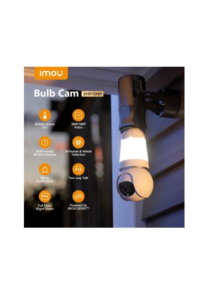 Imou 3MP Bulb Camera, 2K Wireless Smart Security Camera, Color Night Vision, 2 Way Talking, Motion Detection, AI Human & Vehicle Detection