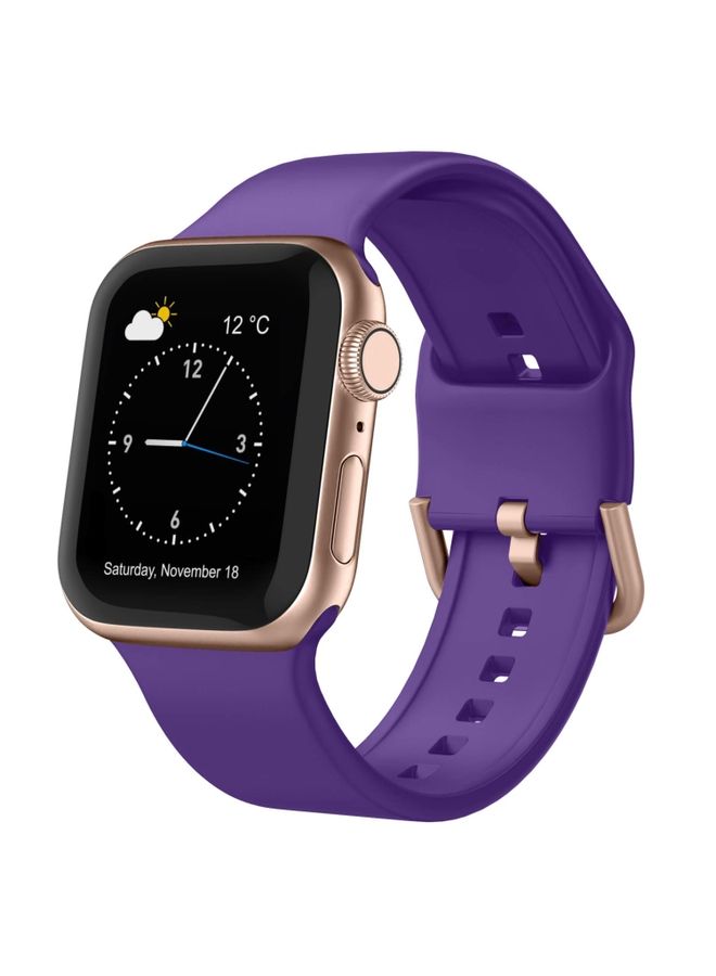 Replacement Strap For Apple Watch SE 2022 40mm Pin Buckle Silicone Watch Band Purple
