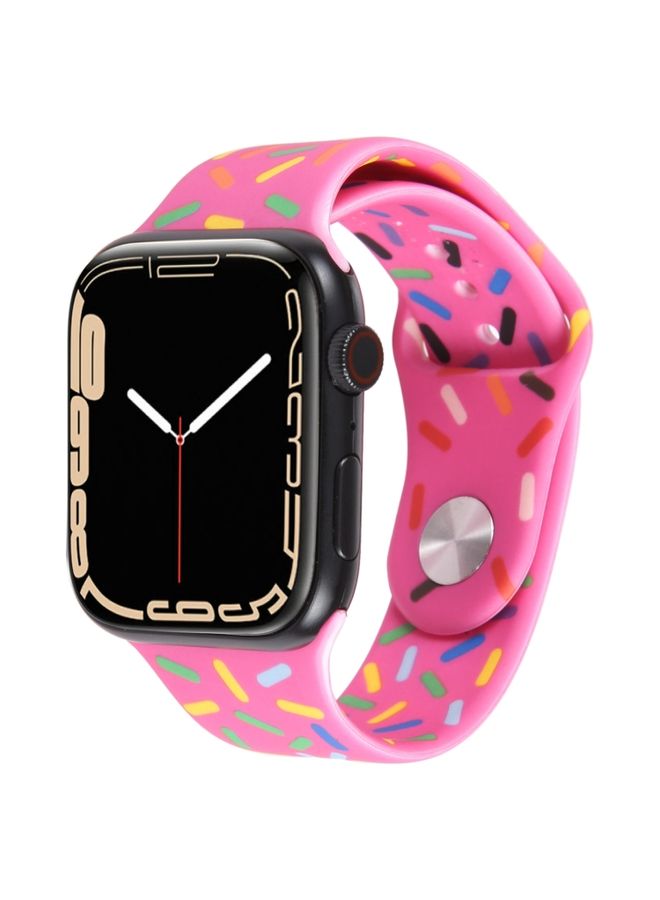 Replacement Strap Rainbow Raindrops Silicone Watch Band For Apple Watch 8 41mm Rose Red