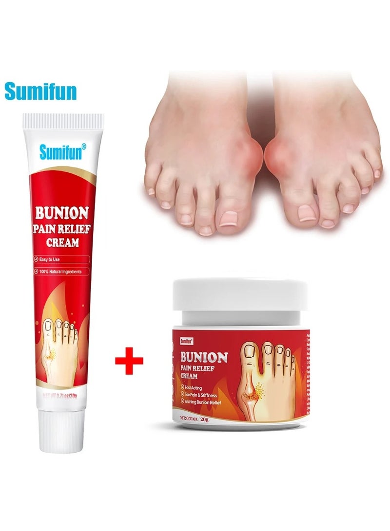 Bunion Pain Relief Cream, Natural Formula Toe Gout Relief Cream, Effective Fast Relief Bunion Toe Stiffness Relief Ointment For Back, Neck, Knee, Hand, Wrist, Shoulder And Feet, (2pcs x 40g)