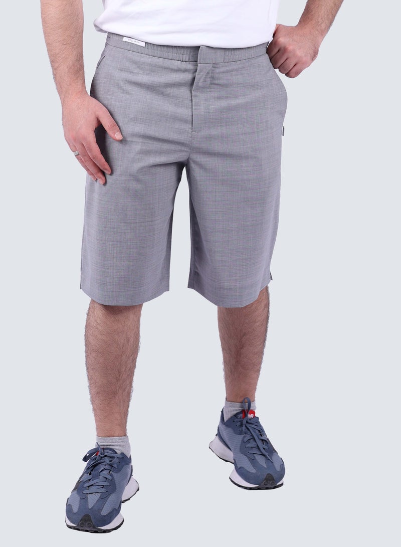 Men's Stretchy Flat Front Short in Light Grey