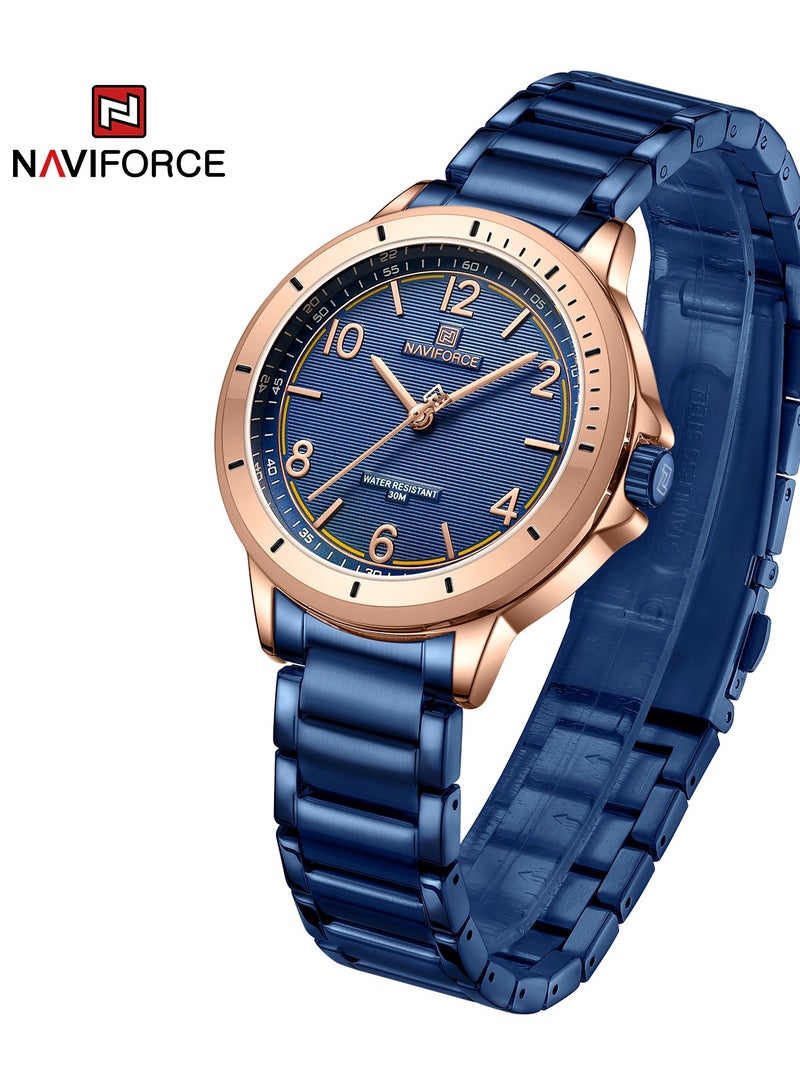 NaviForce NF5021 Stainless Steel Quartz Watch for Women (Blue)
