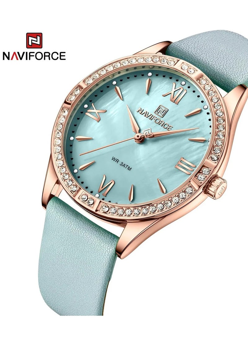 NAVIFORCE NF5038 Women Luxury Watch Waterproof Leather Strap Wristwatch