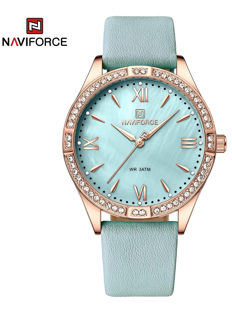 NAVIFORCE NF5038 Women Luxury Watch Waterproof Leather Strap Wristwatch