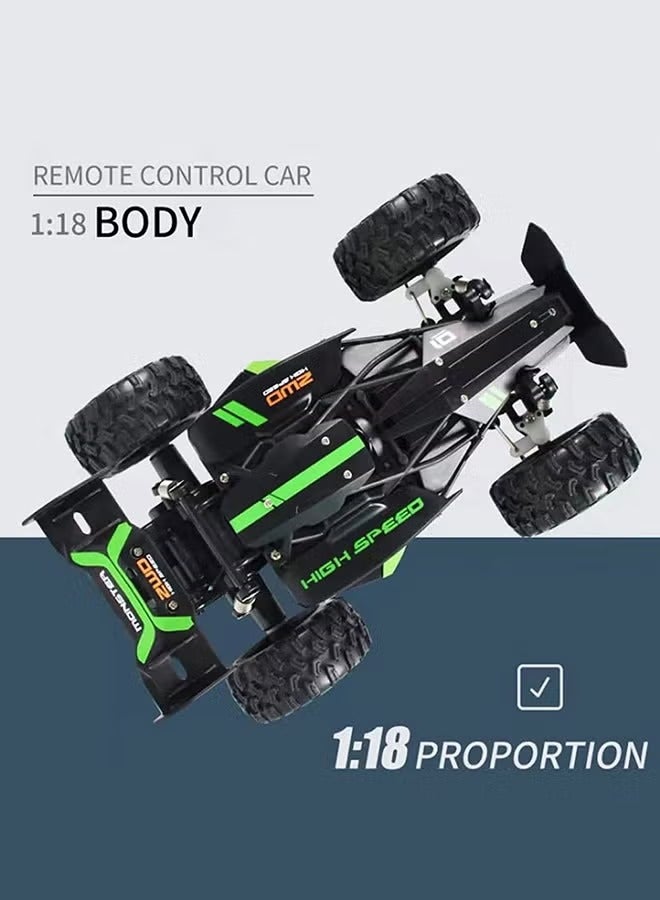 Remote Control RC Car, 1:18 Climbing All Terrain Drift Off Road Racing Vehicle, High Speed Electric Waterproof RC Monster Toy, Strong And Durable Off Road Truck For Kids Adults, (Green And Black)