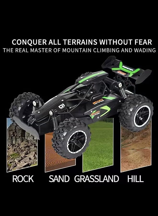 Remote Control RC Car, 1:18 Climbing All Terrain Drift Off Road Racing Vehicle, High Speed Electric Waterproof RC Monster Toy, Strong And Durable Off Road Truck For Kids Adults, (Green And Black)