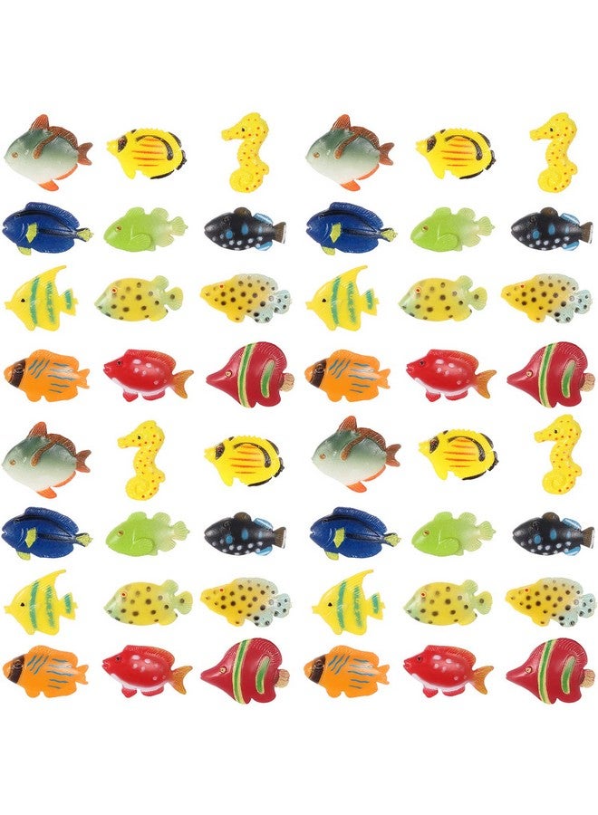 48 Pieces Tropical Fish Figure Play Settropical Fish Party Favors Assorted Plastic Fish Toys Sea Animals Toys For Kids1.5 Inch Long
