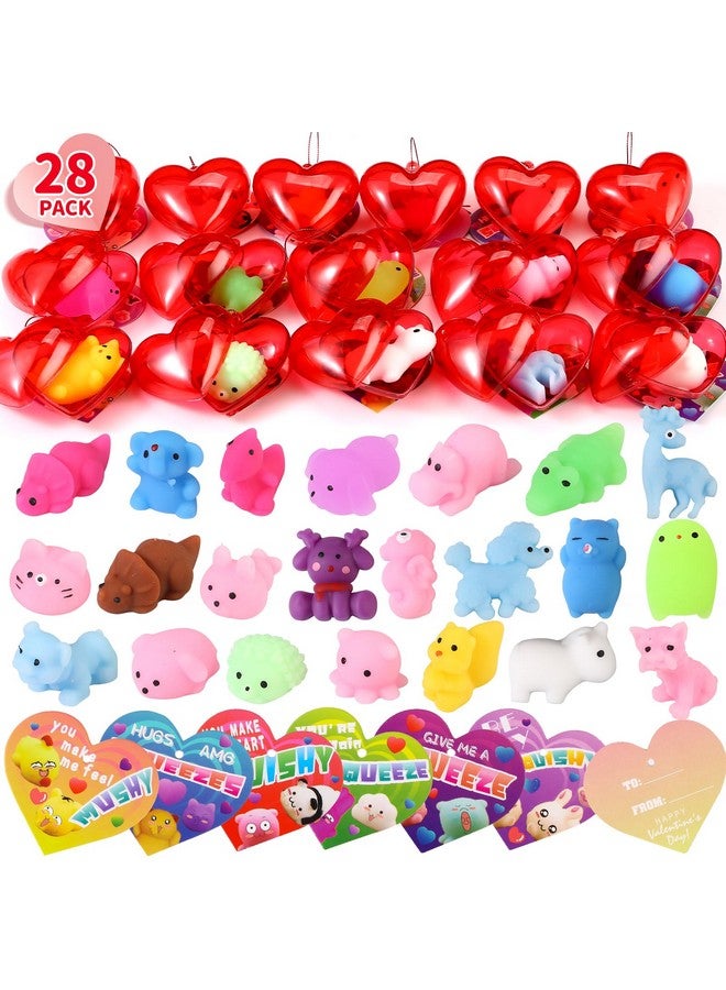 30Pack Valentines Kawaii Mochi Squishy Toys And Unfilled Hearts For Kids Valentines Day Cards Gifts Mini Squishies Stress Relief Bulk Fidget Toys For School Classroom Prizes Exchange Gift Party
