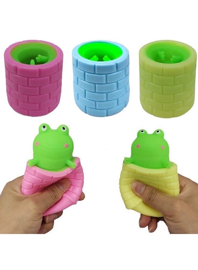 3 Pcs Frog Squeeze Toys Animal Fidget Toys Frog Cup Stress Relief Sensory Toys For Autistic Adult Anxiety Adhd Birthday Party Favors (Blue Yellow Pink)