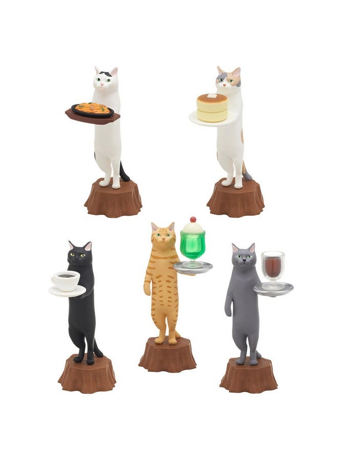 Cat Cafe Plastic Toy Blind Box Includes 1 Of 5 Collectable Figurines Fun Versatile Decoration Authentic Japanese Design Made From Durable Plastic