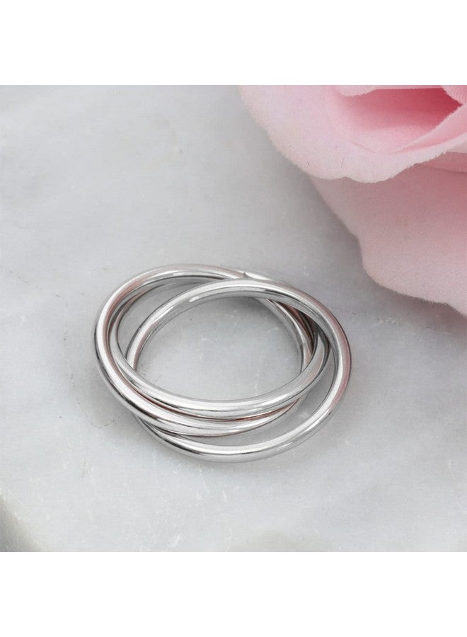 Anxiety Ring Spinner 3 For Women Girls Stainless Steel Stacking Interlocked Rolling Band Fidget Rings Anxiety Ring For Daughter Women Men (Silver 7)