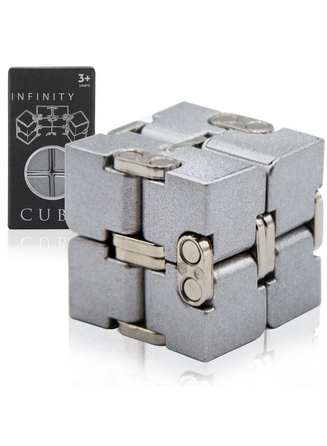 Metal Infinity Cube Toy For Kids Teens And Adults Best Desk Gadget And Sensory Tool For Fidgeting Anxiety And Stress Relief Cool Office Decor And Gift For Men In Metal Aluminum Fidget Toy