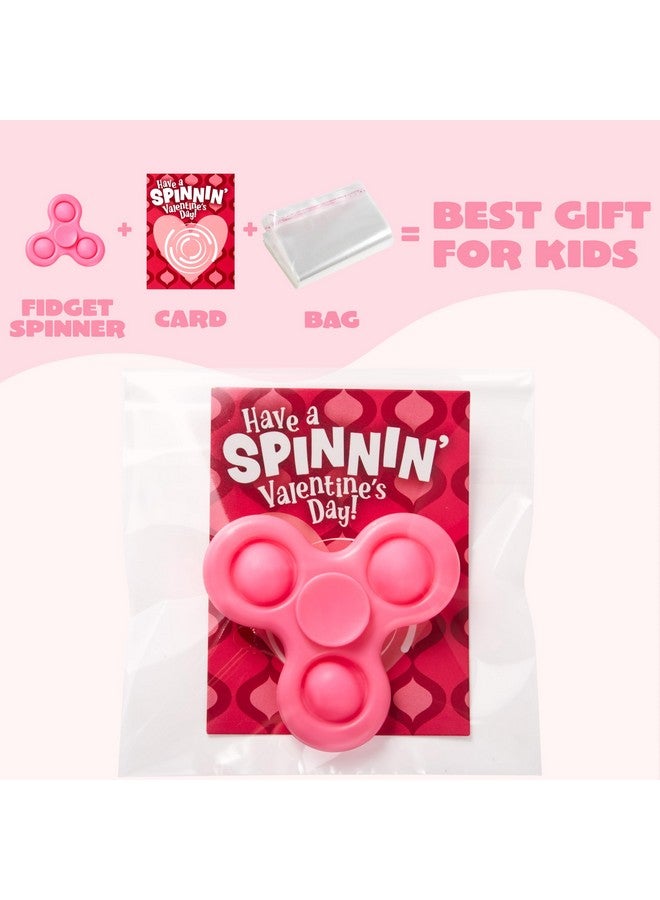 30 Packs Valentine'S Day Gift Cards With Fidgets Spinners Pop Bubble Spinners Fingertip Toys Stress Relief Fidget Toys For Kids Valentine'S Party Favors School Prize And Goody Bag Filler