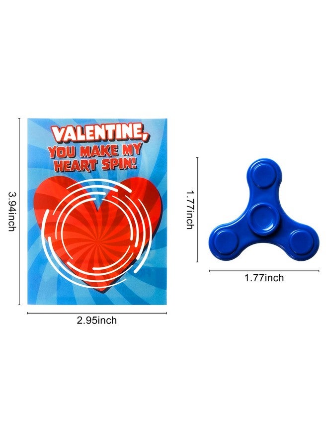 28 Packs Valentines Cards With Fidget Spinner Stress Relief Hand Finger Spinner Fidget Toy For Valentine’S Day Kids School Classroom Prizes Gift Exchangeparty Favor