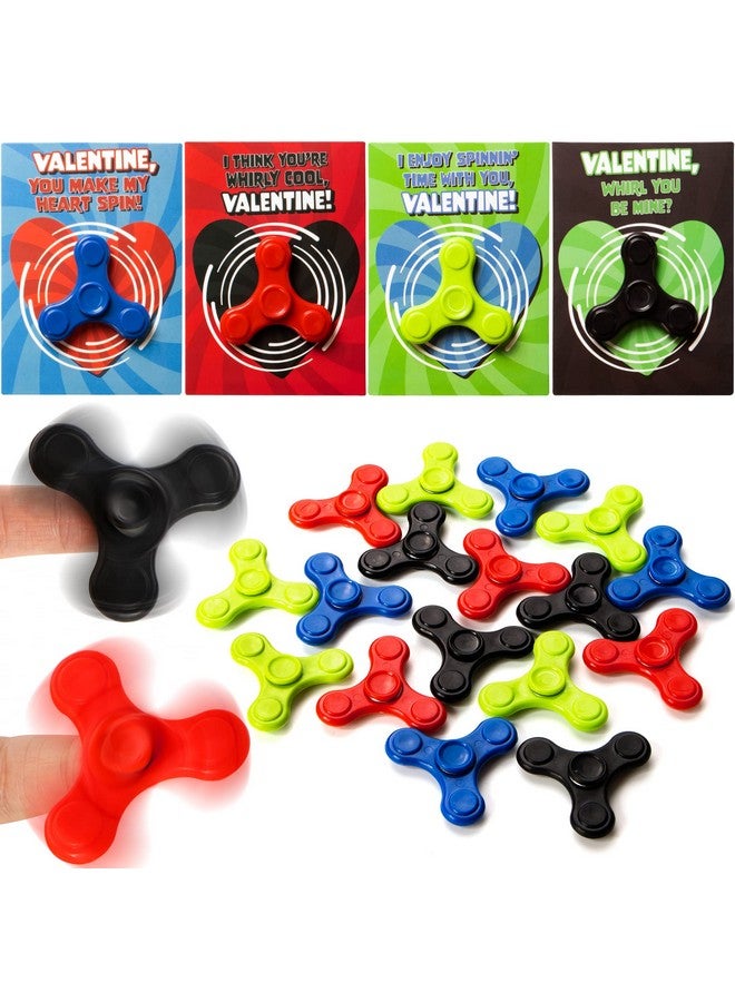 28 Packs Valentines Cards With Fidget Spinner Stress Relief Hand Finger Spinner Fidget Toy For Valentine’S Day Kids School Classroom Prizes Gift Exchangeparty Favor