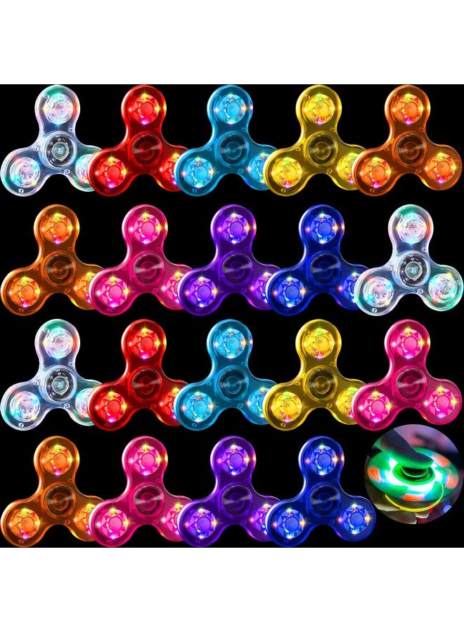 20 Pcs Fidget Light Up Spinners Crystal Led Hand Fidget Bulk Glow In The Dark Kids Birthday Party Favors Adhd Anxiety Stress Reducer Goodie Bag Stuffers Valentine'S Day Gift
