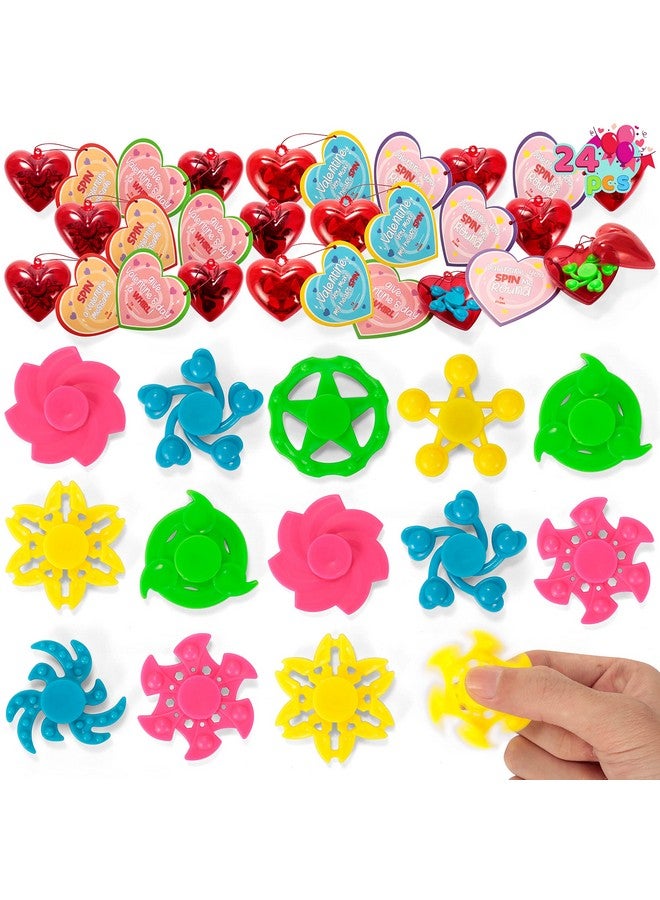 20 Pack Valentines Cards With Fidget Spinner And Red Prefilled Hearts Stress Relief Hand Finger Spinner Fidget Toys For Boys Kids Valentine’S Day Party Favors