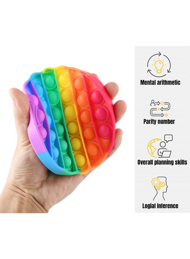 4 Packs Sensory Fidget Bubble Toy Silicone Pressure Relieving Toys Rainbow Color Silicone Squeeze Toy Round