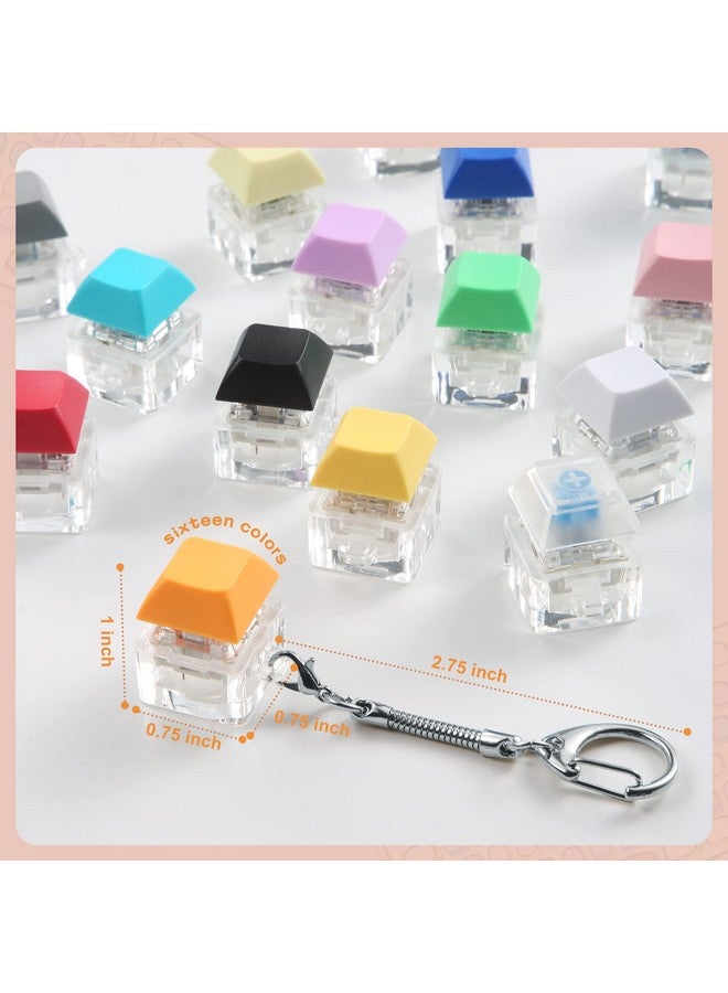 16 Pack Fidget Keyboard Keychain Toys Finger Keyboard Fidget Toy Keycap Fidget Keychain For Stress Relief Diy Crafts Party Supplies 16 Colors