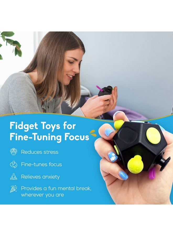 Fidget Cube Dodecagon 12Sided For Reducing Anxiety Fidgets For Adults Fidget Cube For Kids Anxiety Toys For Adults Fidget Cube For Adults Cube Fidget Toys For Adults Black