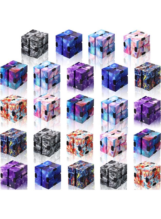 24 Pieces Cubes Toys Mini Blocks Cube Bulk Gadget Sensory Toy Hand Held Blocks Finger Gadget Gift For Adults Anxiety Stress Relief Game(Starry Style)