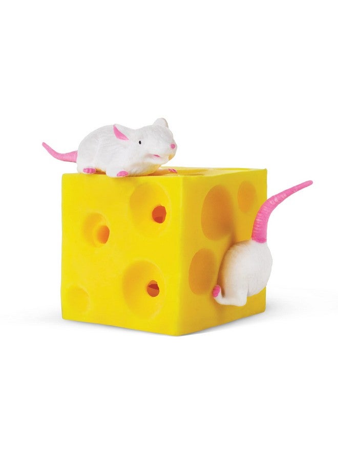 Stretchy Mice And Cheese Toy 2 Squishable Figures And Cheese Block Stress Busting Fidget Toy