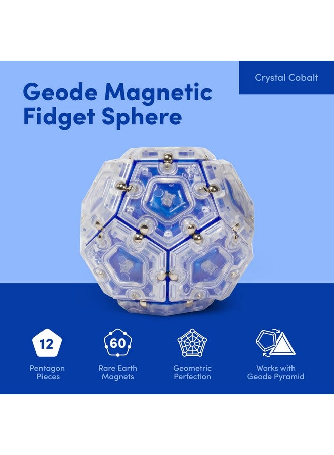 Geode Sphere Magnetic Fidget Toy For Adults Quiet Adult Sensory Toy For Stress Relief & Anxiety Office Desk Adhd Tool Stocking Stuffer & Top Gadget Gift Idea Cobalt 12Piece Set