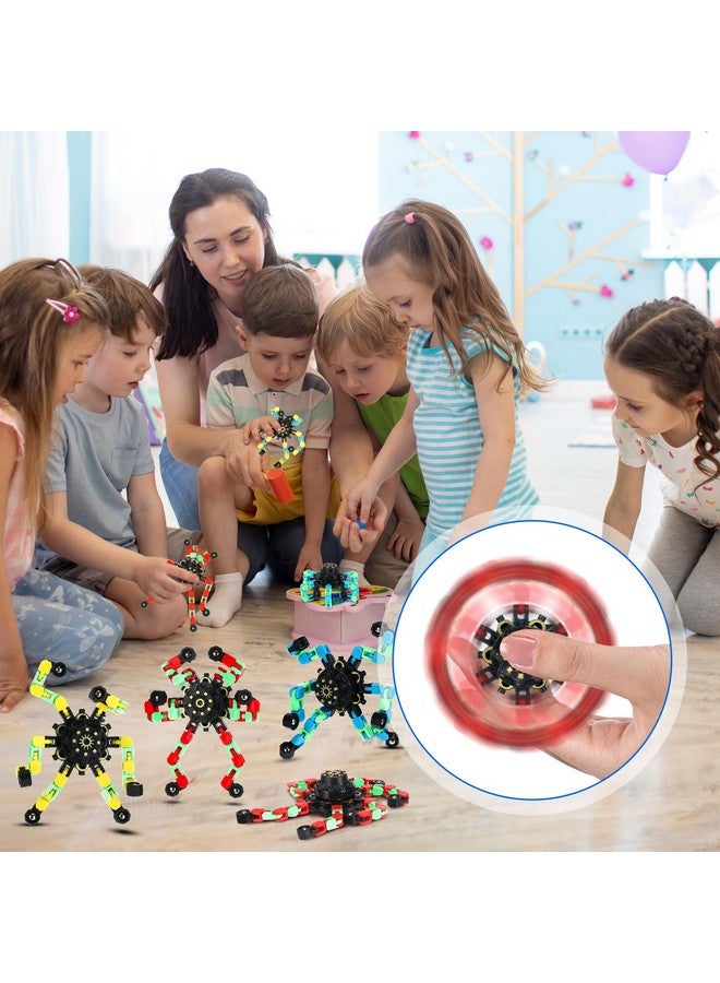 40 Pack Funny Sensory Fidget Toy Transformable Chain Robot Finger Toy Diy Deformation Robot Mechanical Spinners Stress Relief Autistic Gifts For Adult Teen Prize Stuffer Party Favor (Luminous)
