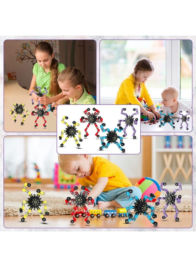 100 Pcs Funny Sensory Fidget Toy Bulk Transformable Chain Robot Finger Toys Fidget Spinners Stress Relief Fingertip Gyro Deformable Mechanical Spiral Twister Spinner Toy For Adult Kids Adhd (Classic)