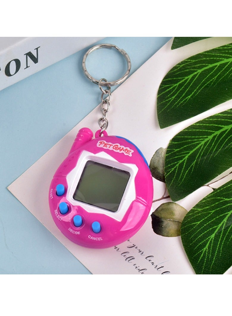 Virtual Pets Keychain, Digital Nostalgic Electronic Pets Keychain, Mini Virtual Pet Development Game Console, Pet Keyring Retro Handheld Game Machine For Boys/girls Adults, (Solid pink)