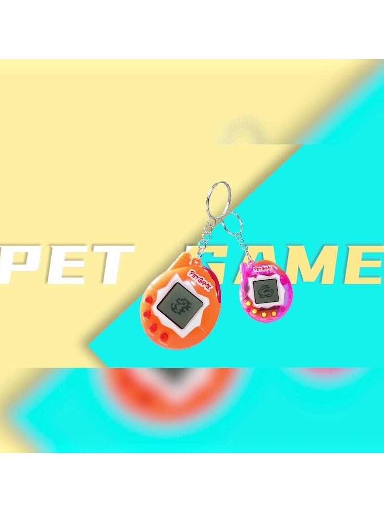 Virtual Pets Keychain, Digital Nostalgic Electronic Pets Keychain, Mini Virtual Pet Development Game Console, Pet Keyring Retro Handheld Game Machine For Boys/girls Adults, (Transparent orange)