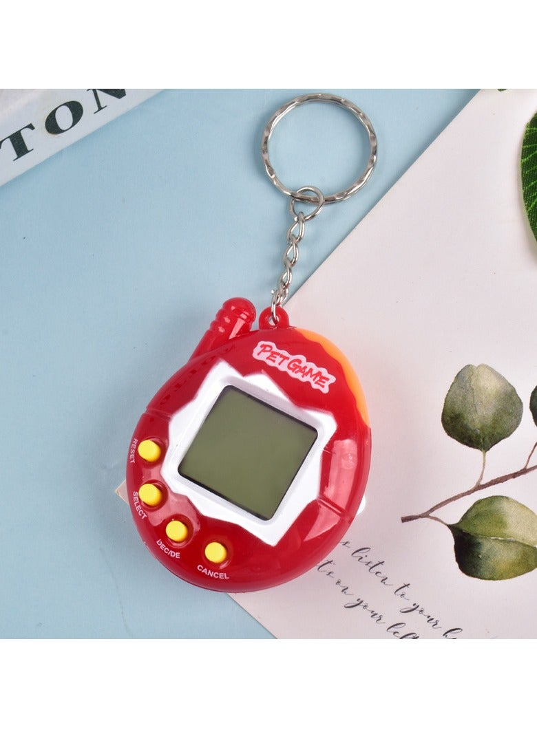 Virtual Pets Keychain, Digital Nostalgic Electronic Pets Keychain, Mini Virtual Pet Development Game Console, Pet Keyring Retro Handheld Game Machine For Boys/girls Adults, (Solid red)