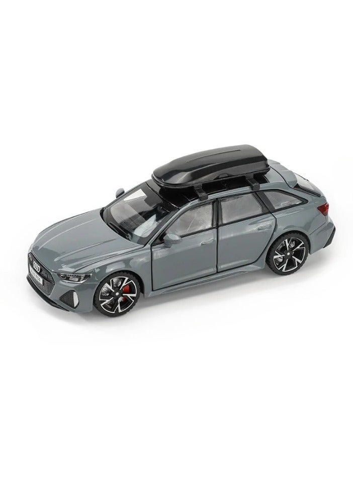 Scale Finished Model Car, 1/32 Audi Rs6 Toy Car Model With Sound And Lights , Simulation Diecast Alloy Sports Car Model Collection Ornament With Openable Doors, (Grey)