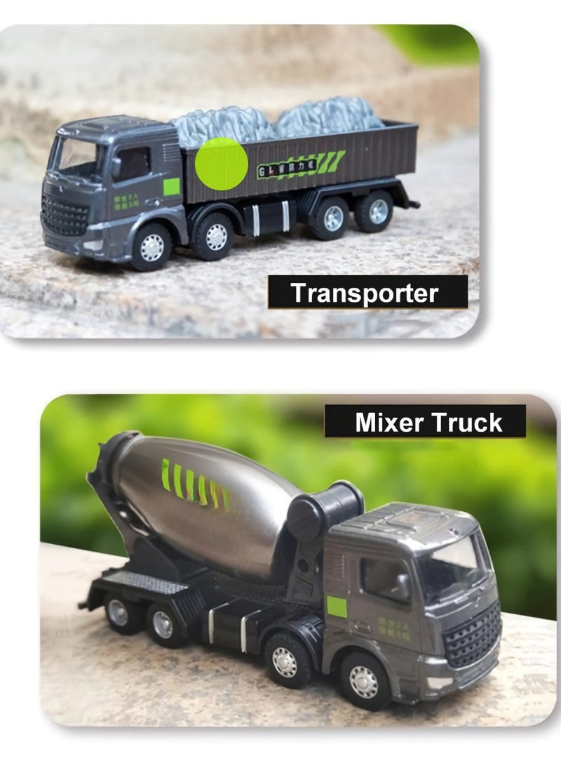 Construction Vehicle Toy, Heavy Duty Cement Transporter Truck For Pretend Play, Realistic Engineering Diecast Truck Toy, Durable Safe Construction Model Vehicle For Children, (1pc, Transporter Truck)
