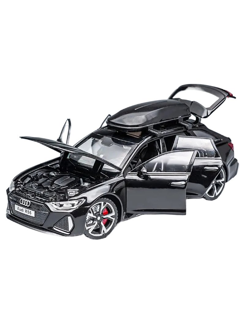 RS6 Model Car, 1:32 Realistic Simulation Die Cast Model Car Toy, Collectable Alloy Model Car With Luggage Sound And Lights For Kids Adults, Gift, Decoration, (Black)