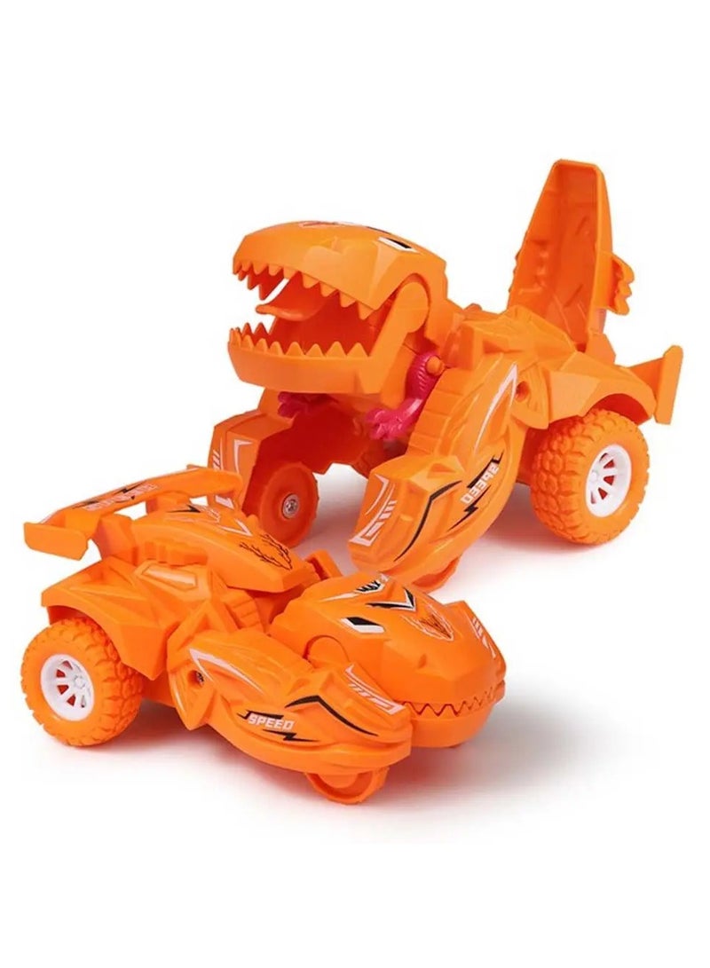 Transforming Dinosaur Toy, Inertia Sliding Car Crash Deformation Dinosaur Toy, Durable And Safe Children's Dinosaur Car Toy, Elegant Design Dinosaur Models Car Toys For Kids, (Orange)