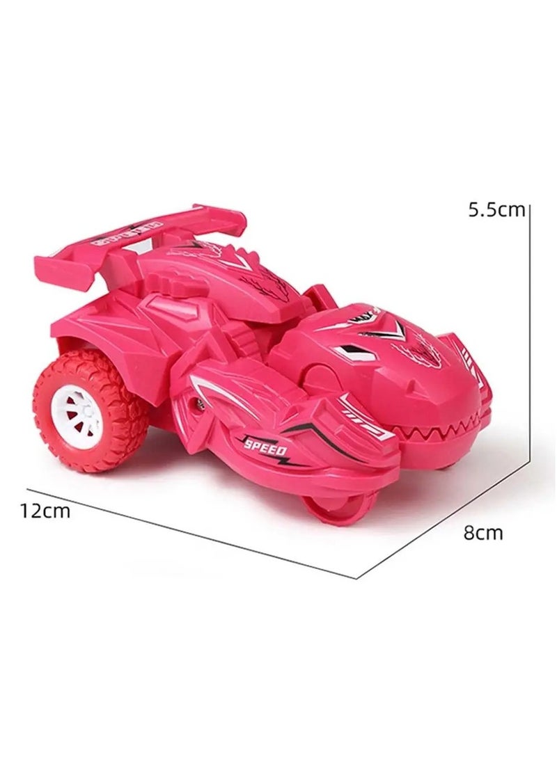 Transforming Dinosaur Toy, Inertia Sliding Car Crash Deformation Dinosaur Toy, Durable And Safe Children's Dinosaur Car Toy, Elegant Design Dinosaur Models Car Toys For Kids, (Red)