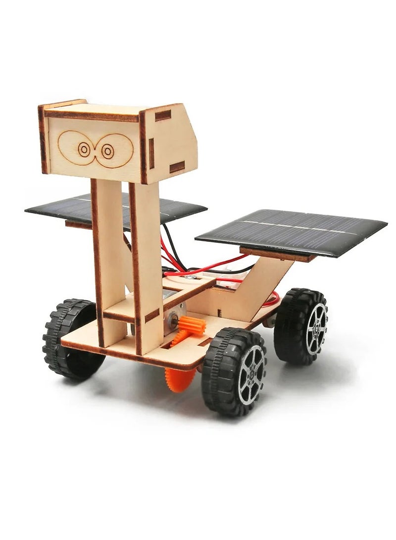Solar Lunar Exploration Vehicle, Wooden Assemblable Solar Powered Car,  Science Experiment  Space Rover Model Toy, Educational Diy Solar Energy Toy Car For Kids Students