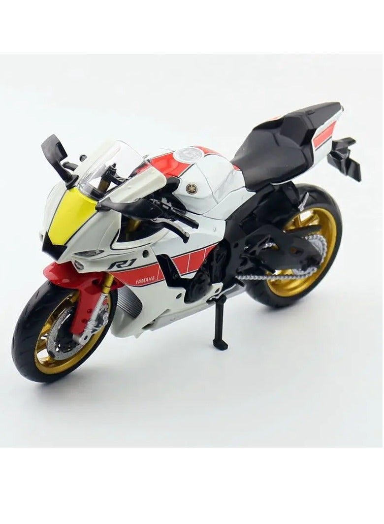 YZF R1M Motorcycle Model Toy, 1/12 Scale Diecast Simulation Model Bike, Durable and Realistic Collector Motorcycle Replica, Motor Cycle Collection Decoration Toy For Boys, (White)