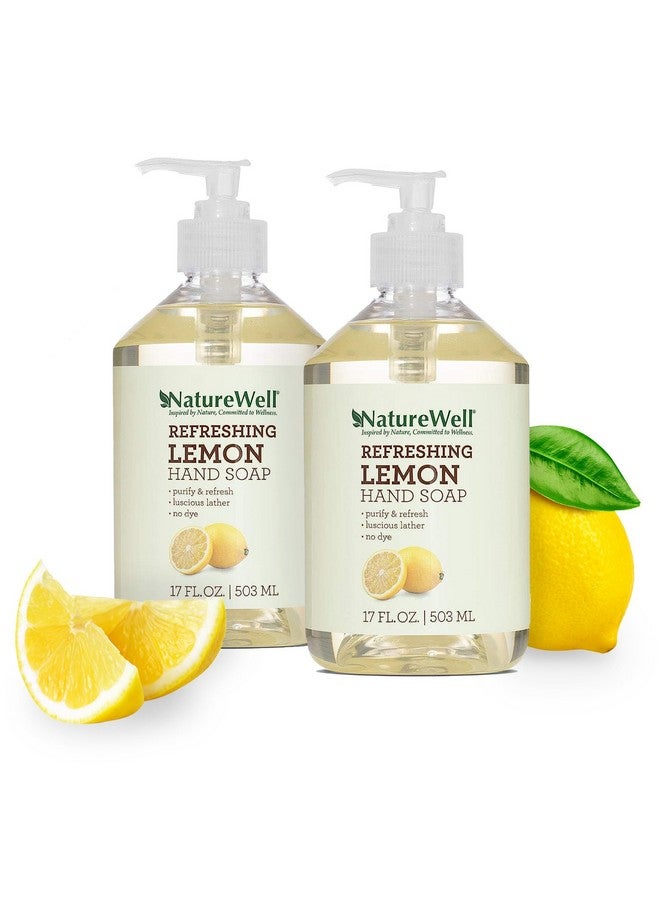Refreshing Lemon Liquid Hand Soap 100% Vegan Made With Essential Oils No Dyes No Harsh Cleansers Pack Of 2 (17 Fl Oz Each)