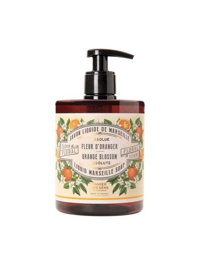 Marseille Liquid Hand Soap Orange Blossom Hand Wash Moisturizing Soap With Coconut Oil Bathroom & Kitchen Refillable Soap 96% Natural Ingredients Made In France 16.9 Fl.Oz