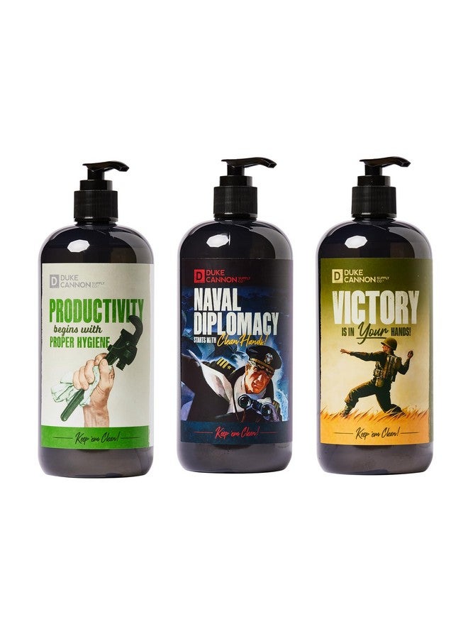 Liquid Hand Soap Triple Play 3 Pack Variety Set 17 Fl Oz. Keep 'Em Clean With Naval Diplomacy Victory And Productivity